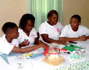 Participants engaged in one of the many group work sessions.