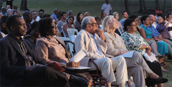 Derek Walcott (centre) among the attendees.