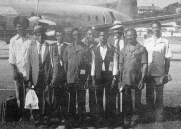 Farmers preparing to leave on prize trip to Trinidad.