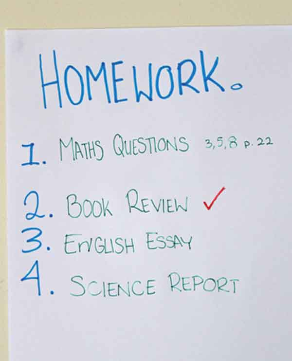 Homework 'To Do' lists can help teenagers become more productive.