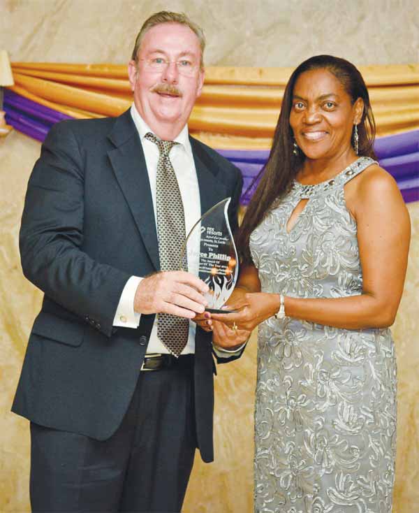 Manager of the Year Joyce Phillip receives her award from Michelin.