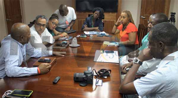 SLASPA representatives and local media meeting with MBJ Airports Limited officials at Sangster International Airport. [Photo: Stan Bishop]