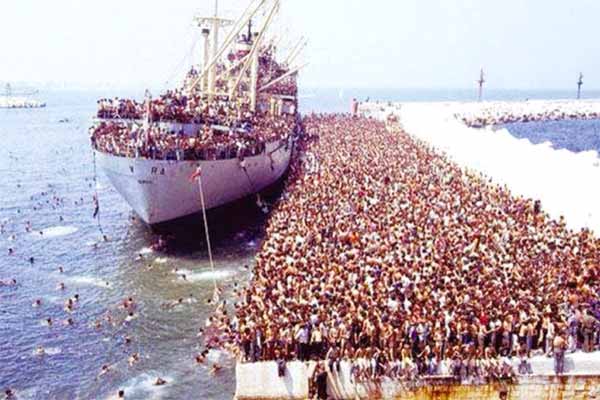 Refugees headed for Europe.