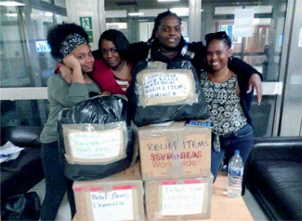 In the photo from left to right: Kirdisha Narcisse - UK Saint Lucian, Julia Joseph - Dominican, Lyncia Maria Antoine - Saint Lucian and Jovanee Jn Marie- "Volunteer Saint Luica" Saint Lucia. [Photo credit: Ayunidi smit- Trinidadian)