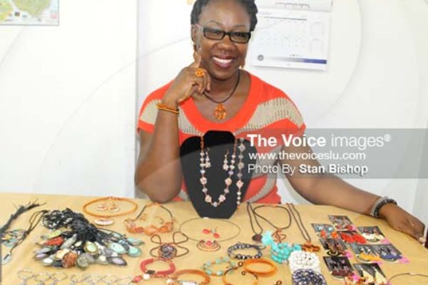Terril Nicholas displaying a wide array of her creative gems.[PHOTO: Stan Bishop]