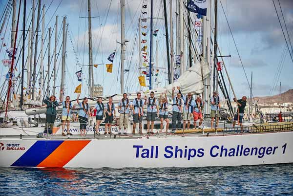 Image: The Challenge 72 crew line up on deck as they pass through the gate, Challenger 1 makes its way out to the start © WCC / James Mitchell