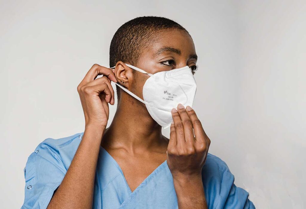 You man wearing a N95 mask