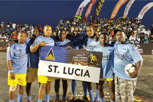 img: The St. Lucia team, champions of the Guinnes Street Football series last year.