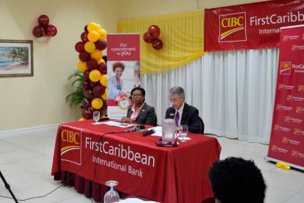 Image: CIBC FCIB Country Manager, Ladesa James-Williams alongside William Wright, Director, Business Banking.