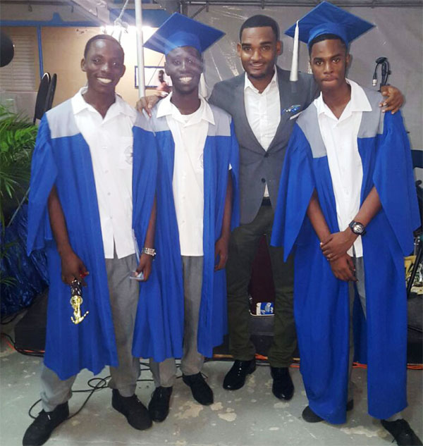 Image: Young leader Tevin Shepherd with CSS graduates.