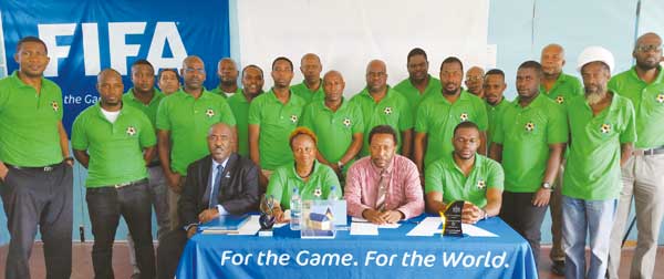 FIFA Instructor Patrick Beckles during a workshop session on Monday morning