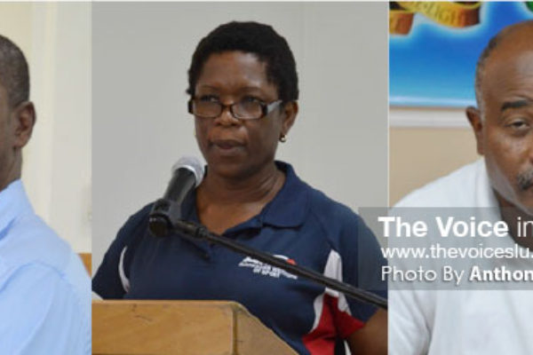 Image: (l-r) Director of Youth Development and Sports Jim Xavier, School Sports Coordinator Isabel Marquis and Senior Youth and Sports Officer Patrick Mathurin. (Photo: Anthony De Beauville)