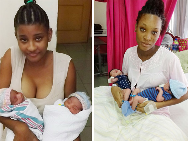 Image of twins with their mothers.