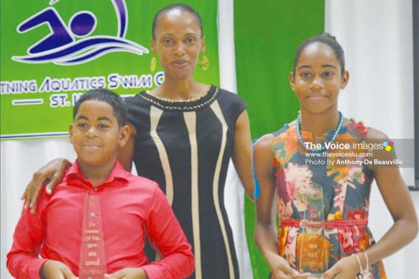 Image: Lightning Aquatic top Swimmers of the Year Ethan Hazell & Naima Hazell (PHOTO: Anthony De Beauville)