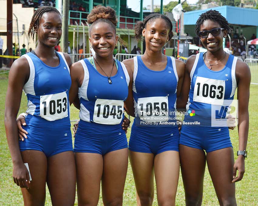 Image: SJC Under-18 winning team in the 4 x100 metres relay finals on Tuesday (Photo: Anthony De Beauville) 