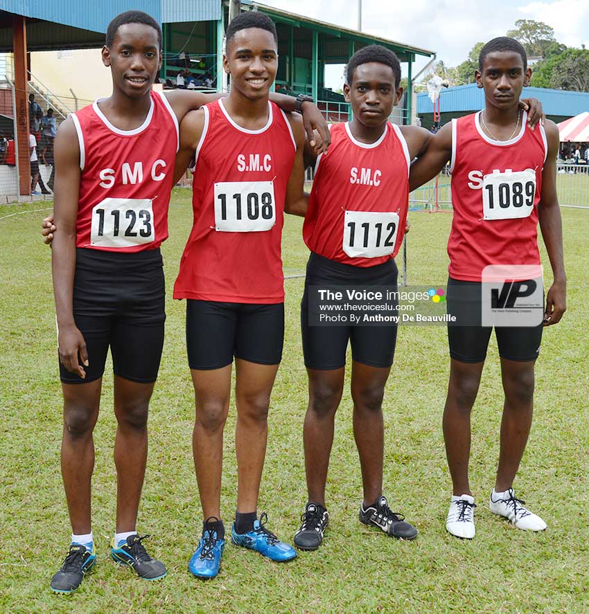 Image: SMC Under-16 winning team in the 4 x100 metres relay finals on Tuesday (Photo: Anthony De Beauville)