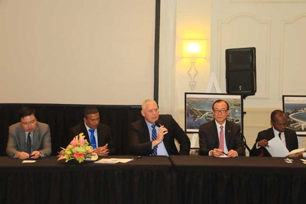 Image: The head table at the brief with Prime Minister Chastanet and DSH Chairman Teo Ah Khing