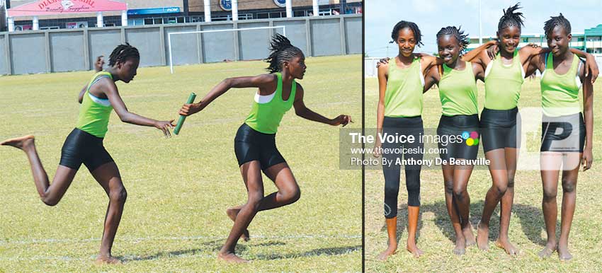 Image: TiRocher Combined are the Under-13 Girls 4x100 metres relay champions. (PHOTO: Anthony De Beauville)