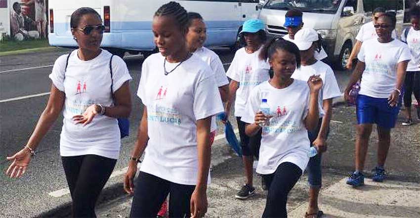 Image: Young women participating in Saturday's mentoring walk
