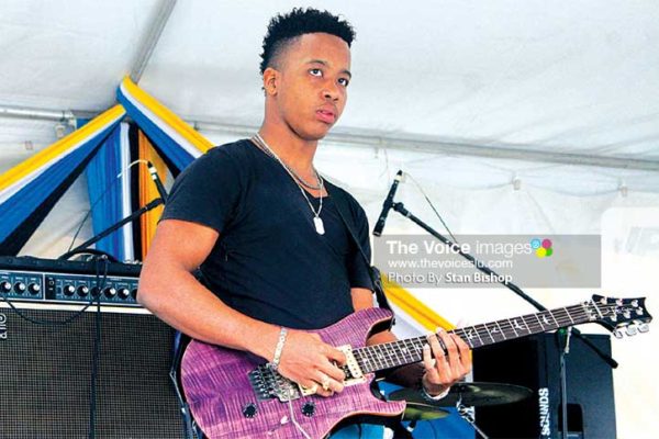 Image: Dynamix band leader Dwight Florent riffing away at a recent gig in Constitution Park. [PHOTO: Stan Bishop]