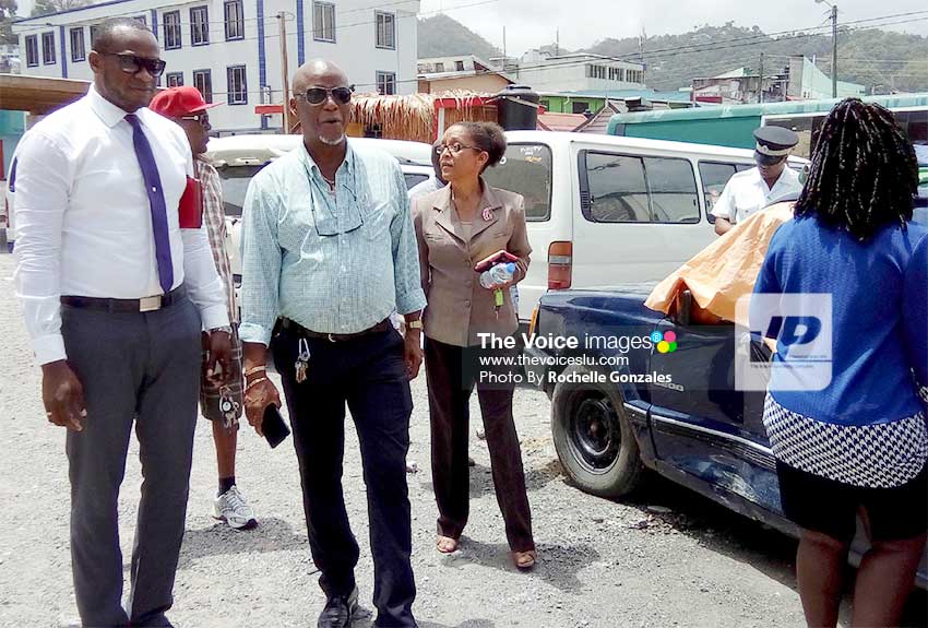 Image: CCC officials tour Castries yesterday.