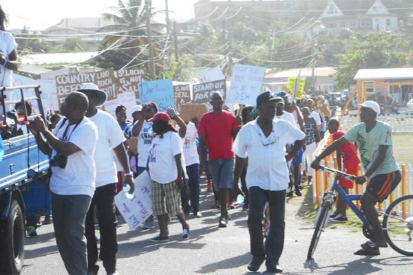 Image: Protesters at Sunday’s march in Vieux Fort.