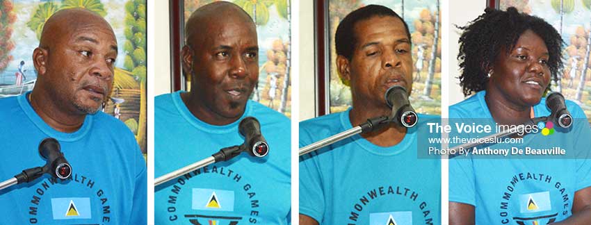 Image: (l-r) Coaches Felix St. Rose (football), Terry Verdant (volleyball), Conrad Frederick (boxing) and Denise Herman (athletics) are optimistic about Team Saint Lucia’s upcoming performance at the Games. (Photo: Anthony De Beauville)