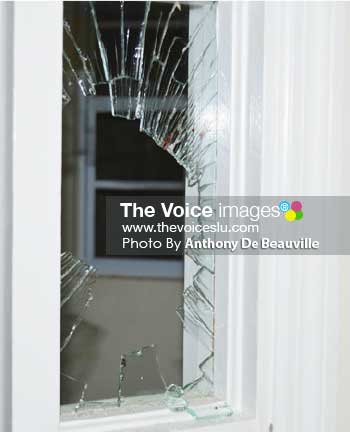 Image of damaged window. (PHOTO: Anthony De Beauville)