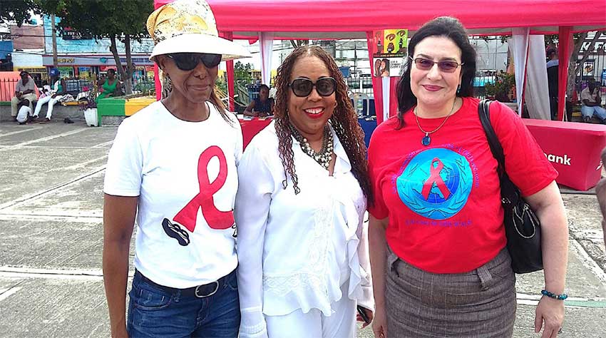 Image: (L-R): Nkhensani Mathabathe UNAIDS Human Rights and Community Advisor, Dr. Denise Chevannes Executive Director of the Jamaica ntional family Planning Board and ManoelaManova UNAIDS Country Director to Jamaica.