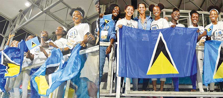 Image: Some of the Saint Lucia team members cheering on. (PHOTO: Team SLU)