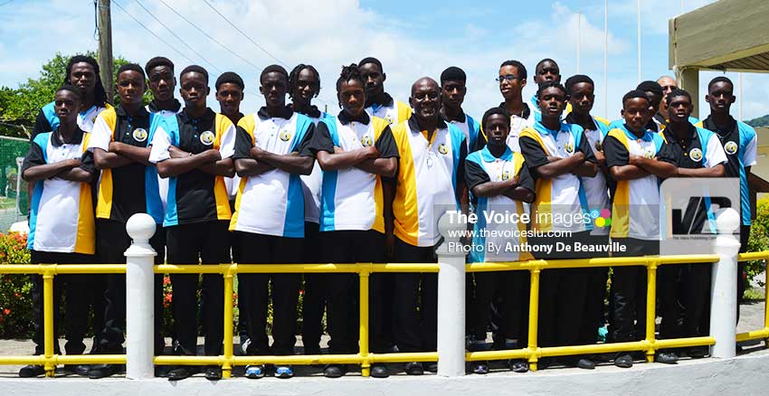 Image: The National Under-15 team just before departure at George F.L. Charles Airport on Thursday. (Photo: Anthony De Beauville