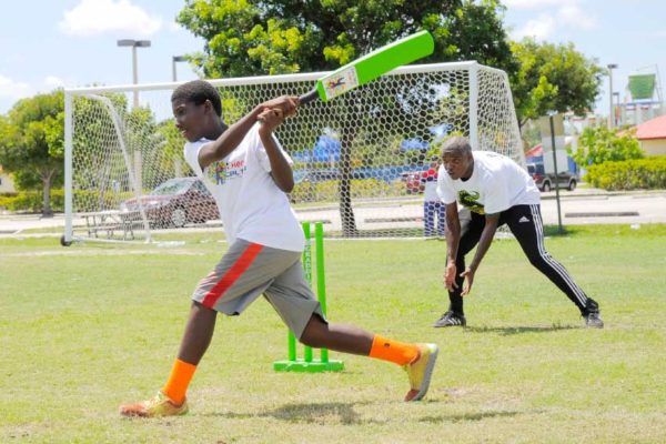 Image: Young cricketer takes part in hero CPL coaching session.