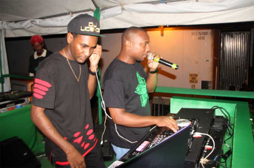 Image of DJ Licence (left) spinning tracks last weekend.