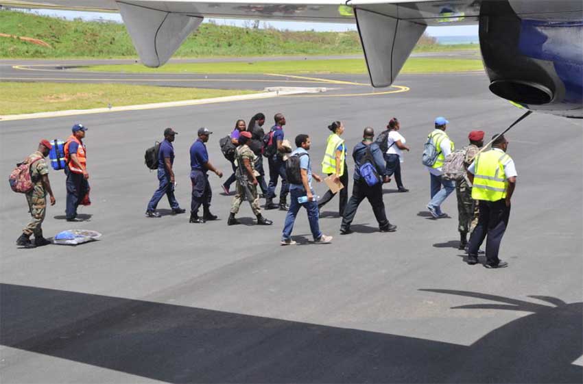 Image: Members of Antigua & Barbuda Fire Service and The Antigua and Barbuda Defence Force.