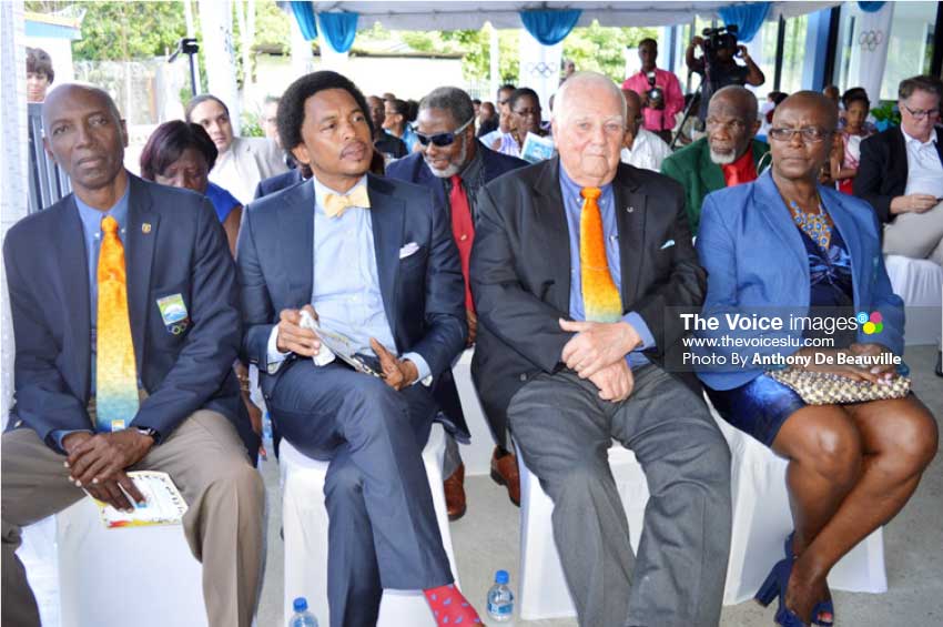 Image: SLOC President Fortuna Belrose (far right) with members of the overseas delegation. (Photo: Anthony De Beauville)