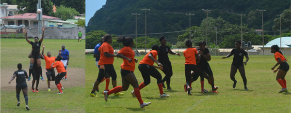 img: Exciting rugby displayed on the pitch during the one-day tournament at the Soufriere Mini Stadium. (Photo: SLRFU)