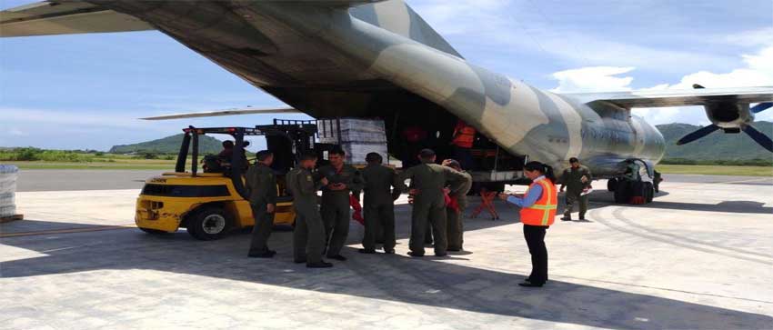 Image: Venezuelan military aircraft loading supplies at the Hewanorra International Airport. PHOTO: Venezuelan Embassy