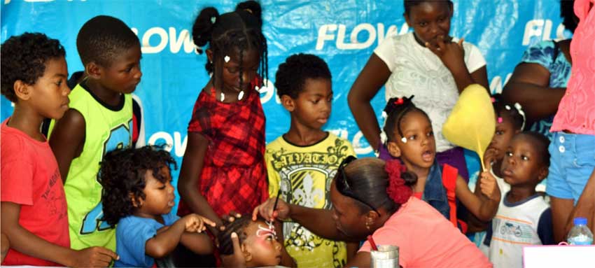 Image: The face painting booth was among the most popular at the Flow back-to-school fair.