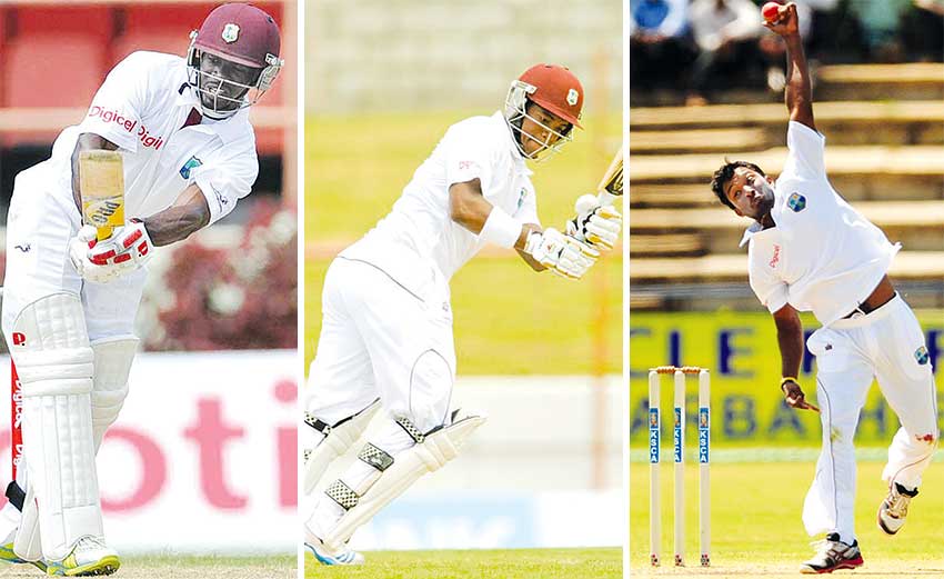 Image: (L-R) Devon Smith, Leon Johnson and Veerasammy Permaul. (PHOTO: WICB/BCCI)