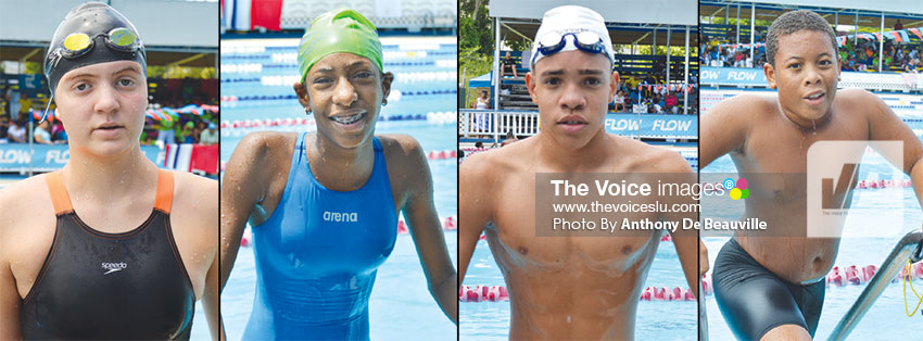 Image: (L-R) Natalya Guillaume, Chole Thomas, Cavaari Taylor and Nathan Vigier gave a good account of themselves in the pool. (PHOTO: Anthony De Beauville)