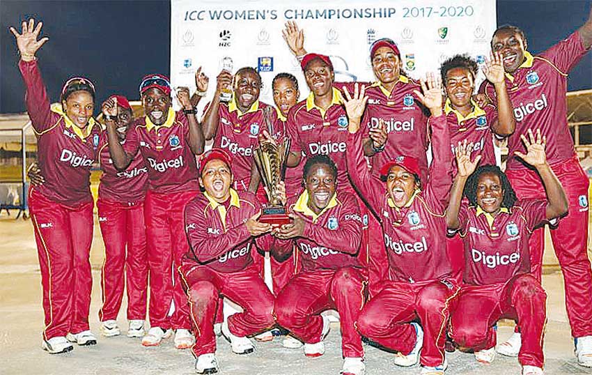 Image: Windies wining squad celebrate their 3-0 win over Sri Lanka women. (PHOTO: WIC)