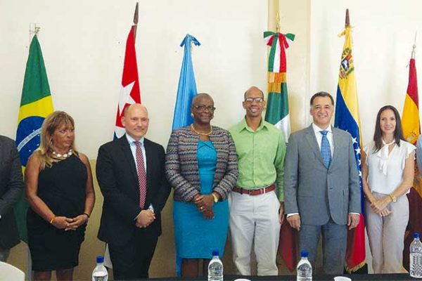 Image: Local representatives and members of the diplomatic corps.