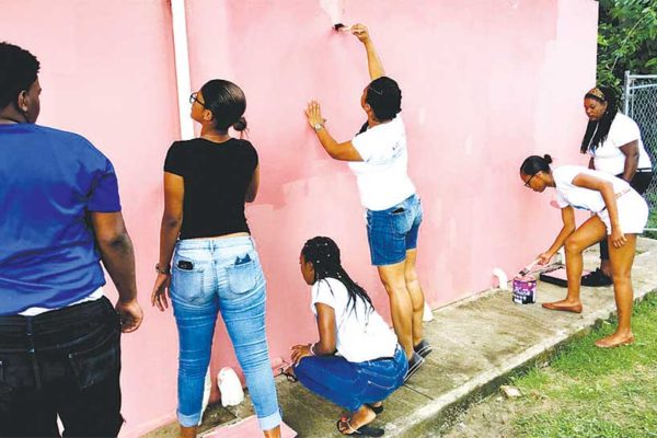Image: Team Flow working on the Gros Islet Comfort Station.