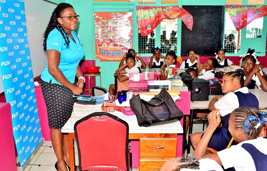 Image: Ave Maria Girls Primary alumna and Flow Product Manager for Broadband, Adriana Mitchel-Gideon, on International Internet Day.