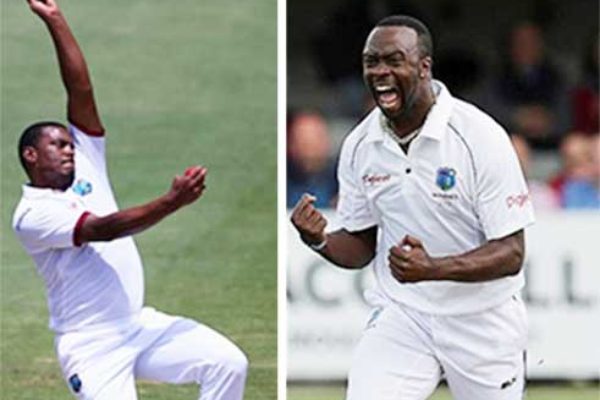 Image: (L-R) West Indies pace bowlers Shannon Gabriel and Kemar Roach. (PHOTO: Getty Images)