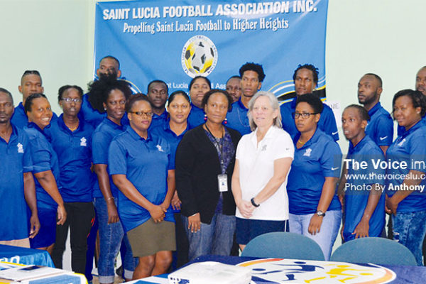 Image: CONCACAF facilitator and SLFA officials at Friday’s opening ceremony. (PHOTO: Anthony De Beauville)