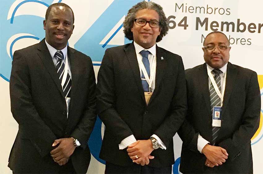 Image: (L-R): Dr. Thomas Samuel, Trade Advisor -- Department of Commerce; Bradly Felix, Minister for Commerce; and Titus Preville, Permanent Secretary