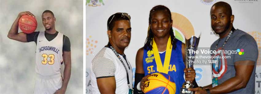 Image: (L-R) Joel Polius; IBF 3x3 female MVP Ramani Lewis-Emmanuel receiving her award from CBC organizers of the Antilles tournament. (PHOTO: SLBF)