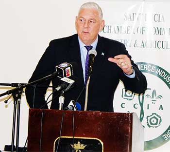 Image of PM Allen Chastanet addressing the Chamber’s AGM.