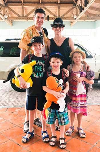 Image of the Jenkins family from Toronto was the first guests check-in at the reopened Beaches Turks & Caicos.